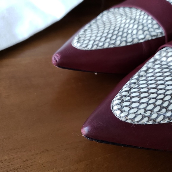 Celine Snakeskin Loafers (Burgundy, Size 39) - Picture 5 of 7